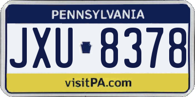PA license plate JXU8378