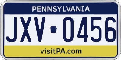 PA license plate JXV0456