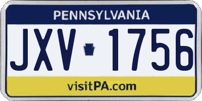 PA license plate JXV1756
