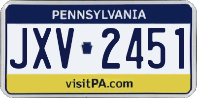 PA license plate JXV2451