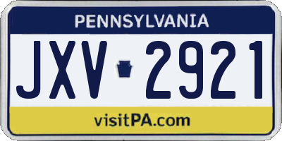 PA license plate JXV2921