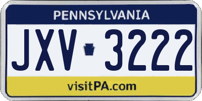 PA license plate JXV3222