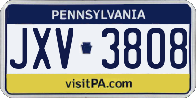 PA license plate JXV3808