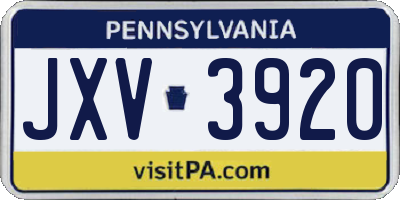 PA license plate JXV3920