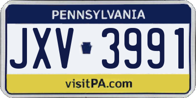 PA license plate JXV3991
