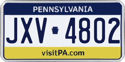 PA license plate JXV4802