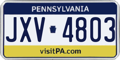 PA license plate JXV4803