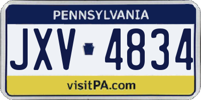 PA license plate JXV4834