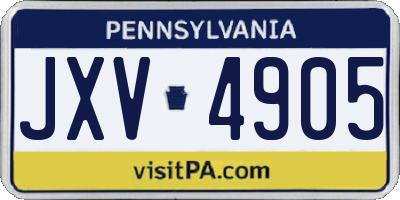 PA license plate JXV4905