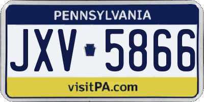 PA license plate JXV5866
