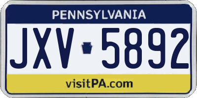 PA license plate JXV5892