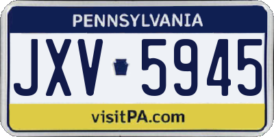 PA license plate JXV5945