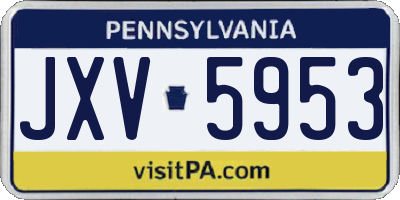 PA license plate JXV5953