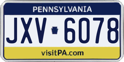 PA license plate JXV6078