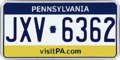 PA license plate JXV6362