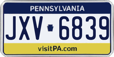 PA license plate JXV6839