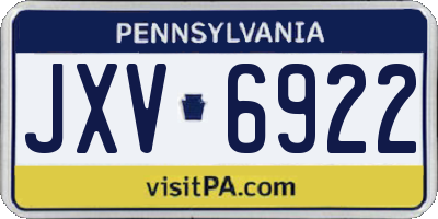 PA license plate JXV6922