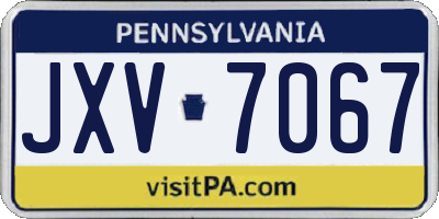 PA license plate JXV7067