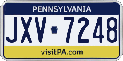 PA license plate JXV7248
