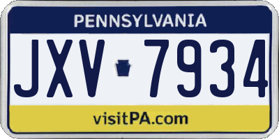 PA license plate JXV7934