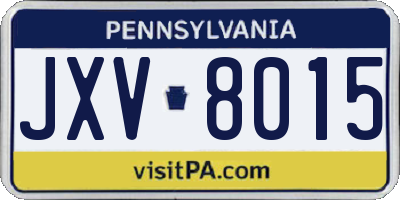PA license plate JXV8015