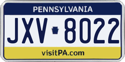 PA license plate JXV8022