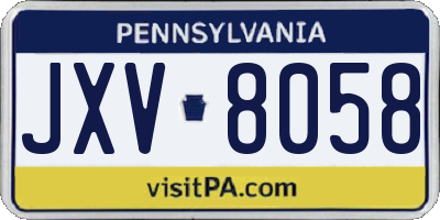 PA license plate JXV8058