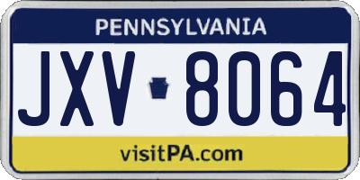 PA license plate JXV8064