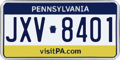 PA license plate JXV8401
