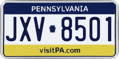 PA license plate JXV8501