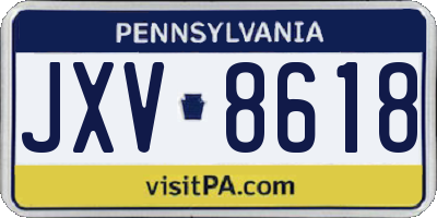 PA license plate JXV8618