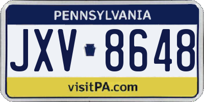 PA license plate JXV8648