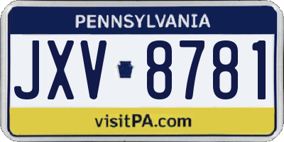 PA license plate JXV8781