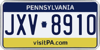 PA license plate JXV8910