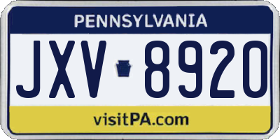 PA license plate JXV8920