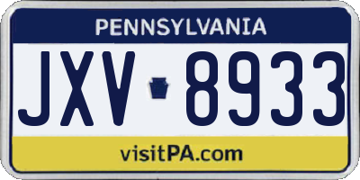 PA license plate JXV8933