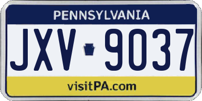 PA license plate JXV9037