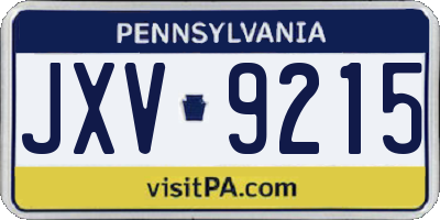 PA license plate JXV9215