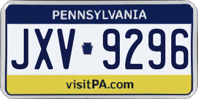 PA license plate JXV9296