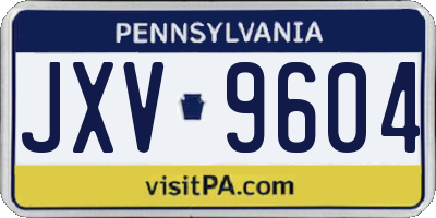 PA license plate JXV9604