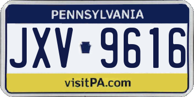PA license plate JXV9616