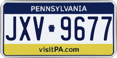 PA license plate JXV9677