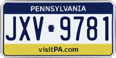 PA license plate JXV9781
