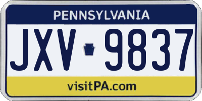 PA license plate JXV9837