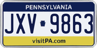 PA license plate JXV9863