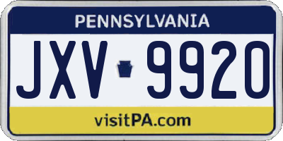 PA license plate JXV9920
