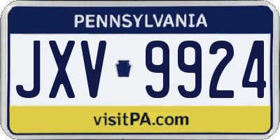 PA license plate JXV9924