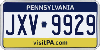 PA license plate JXV9929