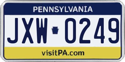PA license plate JXW0249