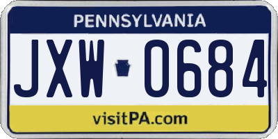 PA license plate JXW0684